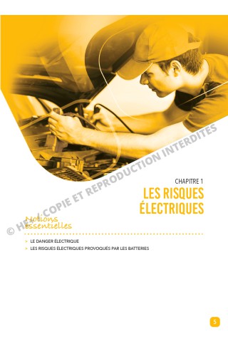 Exemple de page du livret destiné aux habilitations véhicules électriques suivant la norme NF C18-550.