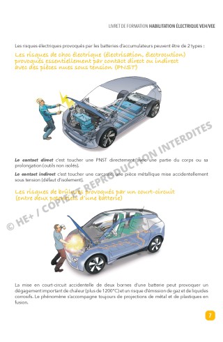 Exemple de page du livret destiné aux habilitations véhicules électriques suivant la norme NF C18-550.